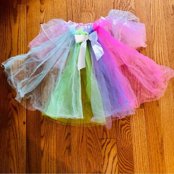 Chasing Fireflies Tulle Bow Sparkles Multi Color Skirt Girl’s Size O/S - Picture 2 of 9